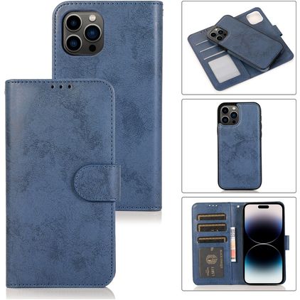 Mobigear Wallet iPhone 15 Pro Max Funda tipo libro 2 en 1 con carcasa extraíble Cartera - Azul oscuro
