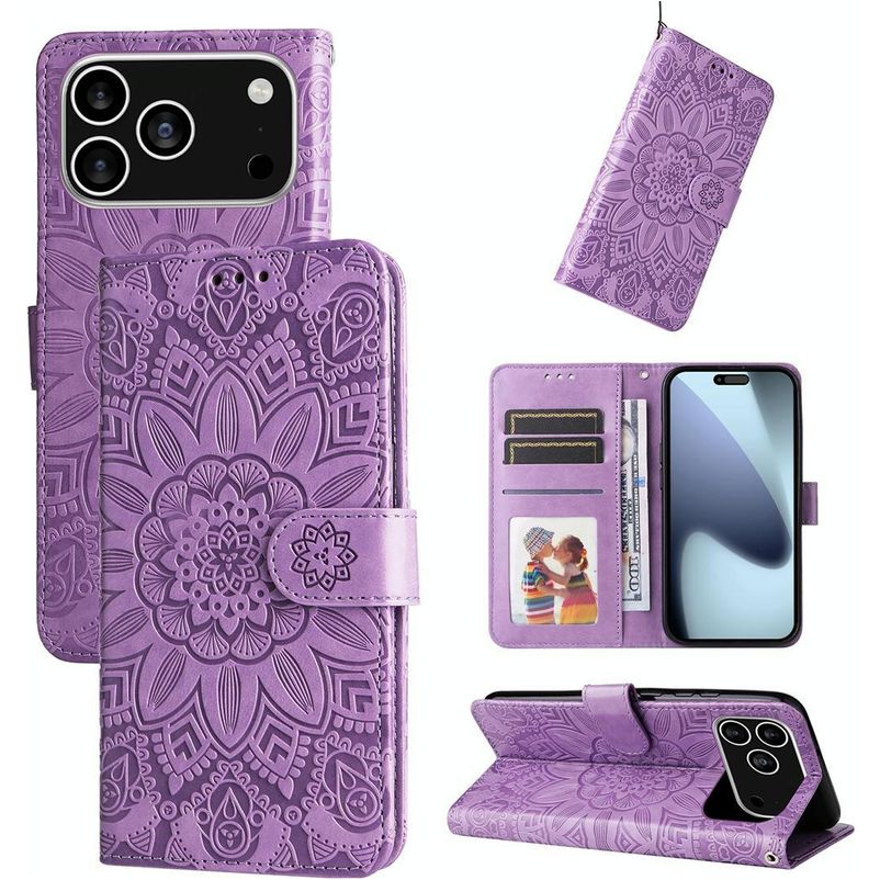 Mobigear Sunflower iPhone 17 Pro Funda tipo libro Cartera - Morado