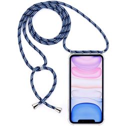Mobigear Lanyard iPhone 11 Elastyczne TPU Etui ze smyczą - Przezroczysty / Niebieski