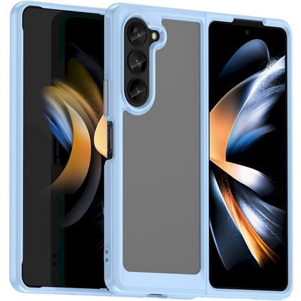 Mobigear Crystal Samsung Galaxy Z Fold 5 Kova Suojakuori - Läpinäkyvä / Sininen