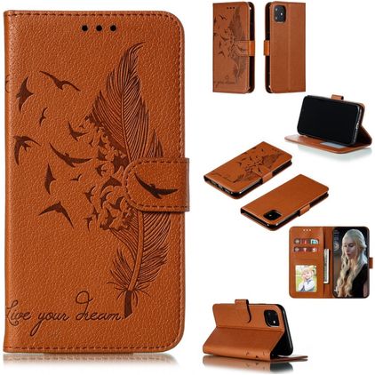 Mobigear Feather iPhone 11 Wallet case - Brown
