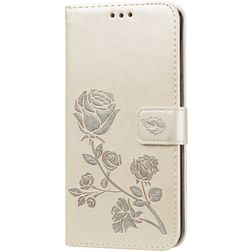 Mobigear Roses Samsung Galaxy A10 Lompakkokotelo + Setelitasku - Kulta