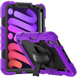 Mobigear SureGrip Xtreme iPad Mini 6 (2021) Cover Hård plast / Silikone Bagsidecover + Stylus-holder + Skulderrem + Stander - Lilla