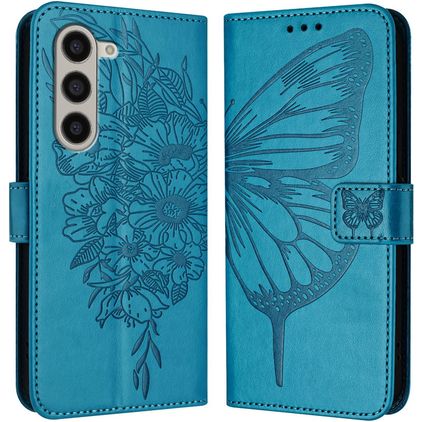 Mobigear Butterfly Samsung Galaxy Z Fold 6 Lompakkokotelo + Setelitasku - Sininen