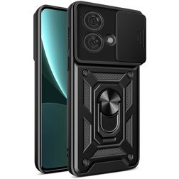 Mobigear Armor Ring Cam Slide Motorola Edge 40 Neo Plástico rígido Capa traseira Antichoque com anel e tampa deslizante para câmara - Preto
