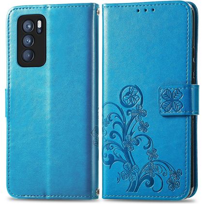 Mobigear Clover OPPO Reno 6 Pro 5G Pungetui med Seddelrum - Blå