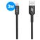 Kabel Mobigear Nylon USB-A na Apple Lightning MFI 3 m - Černá