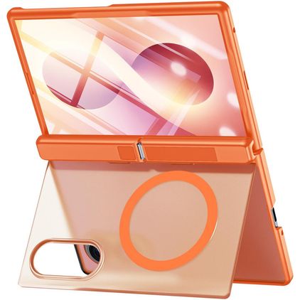 Mobigear Kickstand Samsung Galaxy Z Fold 8 MagSafe Fodral Hårdplast Skal Stötsäkert med ställ - Orange