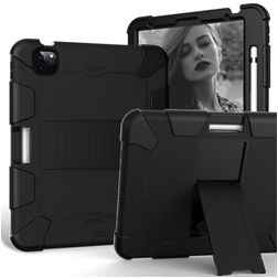 Mobigear ShieldStand iPad Air 5 (2022) Plastica rigida / Silicone Back cover + Portapenna + Supporto - Nero