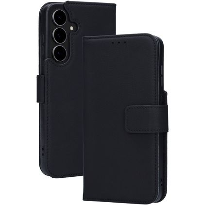 Mobiparts Wallet Samsung Galaxy S25 FE Pravá kůže Knížkové pouzdro Peněženka - Černá