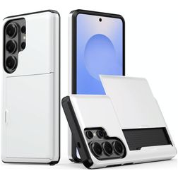 Mobigear Card Samsung Galaxy S26 Ultra Plástico rígido Capa traseira Antichoque com porta-cartões - Branco
