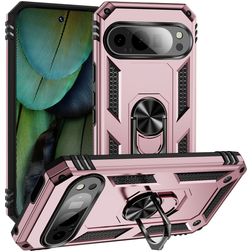 Mobigear Armor Ring Google Pixel 9 Plástico rígido Capa traseira Antichoque com anel - Rosa dourado