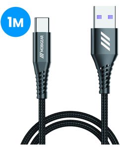 Mobigear Nylon USB-A till USB-C Kabel 1 m - Svart