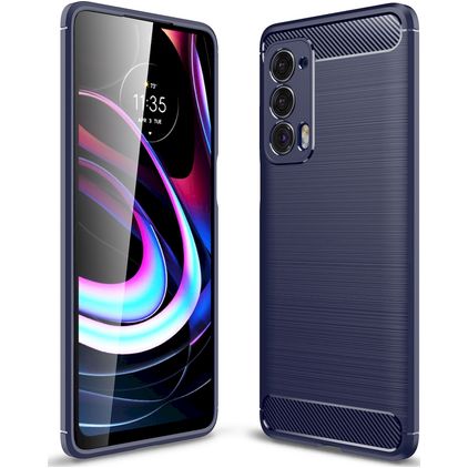 Mobigear Brushed Slim Motorola Edge (2021) TPU flessibile Back cover - Blu navy