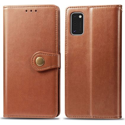 Mobigear Snap Button Samsung Galaxy A41 Pungetui med Seddelrum - Cognac