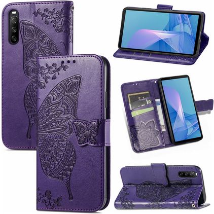 Mobigear Butterfly Sony Xperia 10 III Capa livro Carteira - Roxo