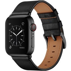 Mobigear Firenze Läder Apple Watch Armband Spänne - 42/41/40/38 mm - Svart