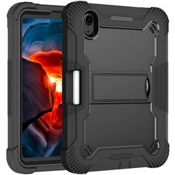 Mobigear ShieldStand iPad Mini 7 (2024) Plastica rigida / Silicone Back cover + Portapenna + Supporto - Nero