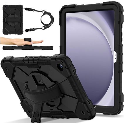 Mobigear SureGrip Xtreme Samsung Galaxy Tab A9 Plus (2023) Plastica rigida / Silicone Back cover + Tracolla + Supporto - Nero