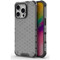 Mobigear Honeycomb iPhone 16 Pro Tvrdý plast Zadní kryt odolný proti nárazům - Černá