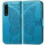 Mobigear Butterfly Sony Xperia 5 IV Lompakkokotelo + Setelitasku - Sininen