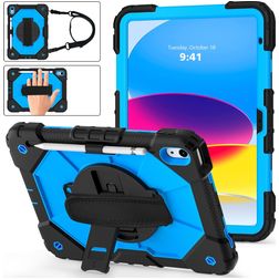 Mobigear SureGrip Xtreme iPad 11 (2025) Plastica rigida / Silicone Back cover + Portapenna + Tracolla + Supporto - Blu