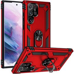 Mobigear Armor Ring Samsung Galaxy S23 Ultra Plástico rígido Capa traseira Antichoque com anel - Vermelho