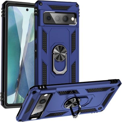 Mobigear Armor Ring Google Pixel 7 Pro Kova Suojakuori Iskunkestävä + Sormuspidike - Sininen