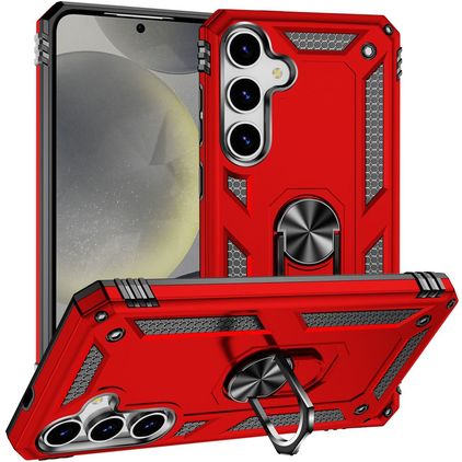 Mobigear Armor ring Samsung Galaxy S25 Plus Funda Plástico rígido Carcasa Antigolpes con anillo - Rojo