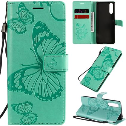 Mobigear Butterfly Sony Xperia 10 II Cover a libro portafoglio - Turchese