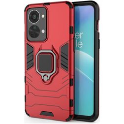 Mobigear Armor Ring OnePlus Nord 2T 5G Hard Case Back cover Shockproof with Ring Holder - Red