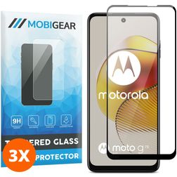 Mobigear Premium Motorola Moto G73 5G Tempered Glass Screen Protector - Case Friendly - Black (3-Pack)
