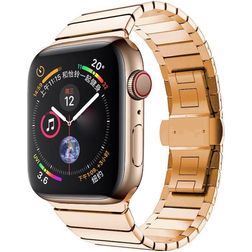 Mobigear Madrid Pasek Stal do Apple Watch Zapięcie motylkowe - 49/46/45/44 mm - Różowe złoto