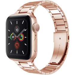 Mobigear Lissabon Rostfritt stål Apple Watch Armband Fjärilslås - 42/41/40/38 mm - Roséguld