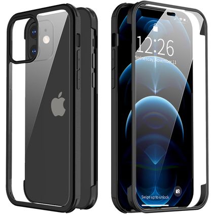 Valenta Full Cover iPhone 12 Mini Panserglas Bagsidecover Stødsikkert - Sort