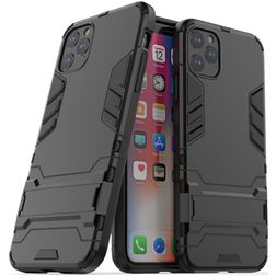 Mobigear Armor Stand iPhone 11 Pro Max Tvrdý plast Zadní kryt odolný proti nárazům se stojánkem - Černá
