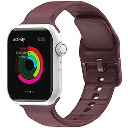 Mobigear Dashed Silicone Apple Watch Strap Buckle closure - 49/46/45/44 mm - Burgundy