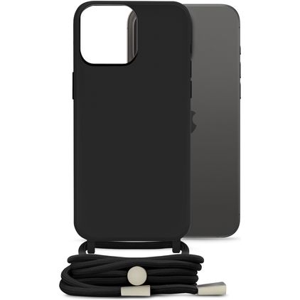 Mobilize Lanyard Gelly iPhone 15 Pro Max TPU flessibile Cover con cordino - Nero