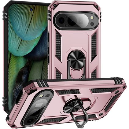 Mobigear Armor Ring Google Pixel 9 Hard Case Back cover Shockproof with Ring Holder - Rose Gold