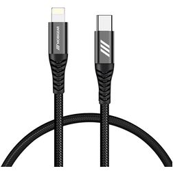Kabel Mobigear Nylon USB-C na Apple Lightning MFI 0,4 m - Černá