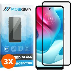 Mobigear Premium Motorola Moto G60s Vidro temperado Película de ecrã - Compatível com capas - Preto (Pack de 3)