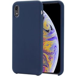 Mobigear Rubber Touch iPhone XR Silikone Bagsidecover - Marineblå