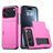 Mobigear Card iPhone 18 Pro Funda Plástico rígido Carcasa Antigolpes con tarjetero - Rose Red