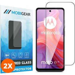 Mobigear Premium Motorola Moto E14 Tempered Glass Screen Protector - Case Friendly - Black (2-Pack)