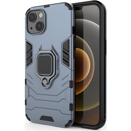 Mobigear Armor Ring iPhone 13 Hardcase Etui plecki Wstrząsoodporne z pierścieniem - Niebieski