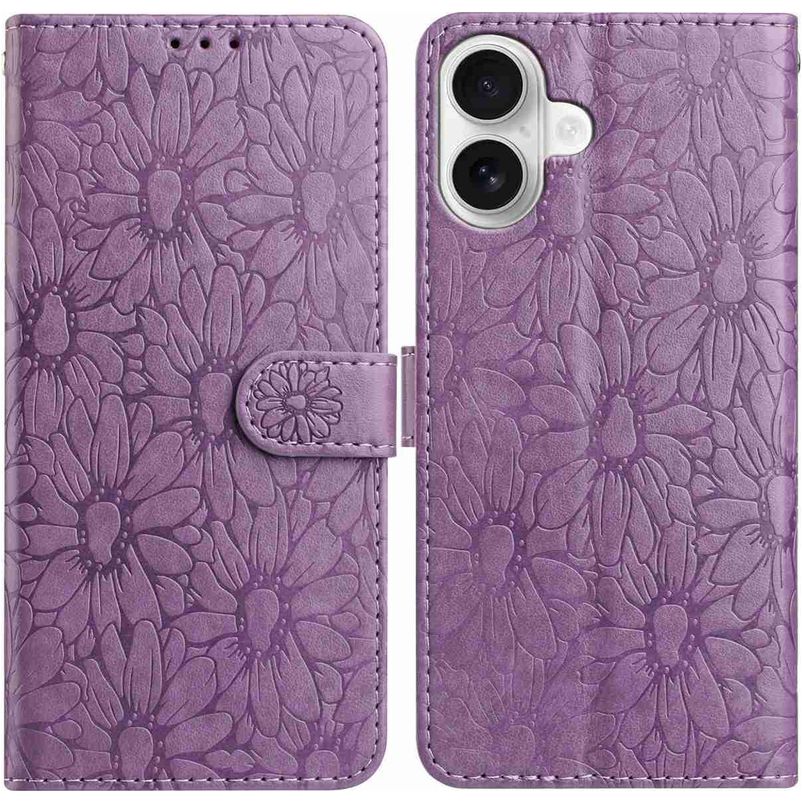 Mobigear Flowers iPhone 17 Funda tipo libro Cartera - Morado
