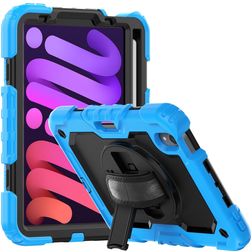 Mobigear SureGrip Xtreme iPad Mini 6 (2021) Cover Hård plast / Silikone Bagsidecover + Stylus-holder + Skulderrem + Stander - Sort / Blå