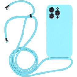 Mobigear Lanyard iPhone 14 Pro Silikone Cover med snor - Blå