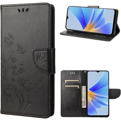 Mobigear Flowers OPPO A17 Wallet case - Black