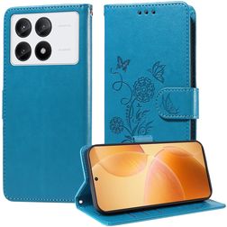 Mobigear Flowers POCO X6 Pro Wallet case - Blue